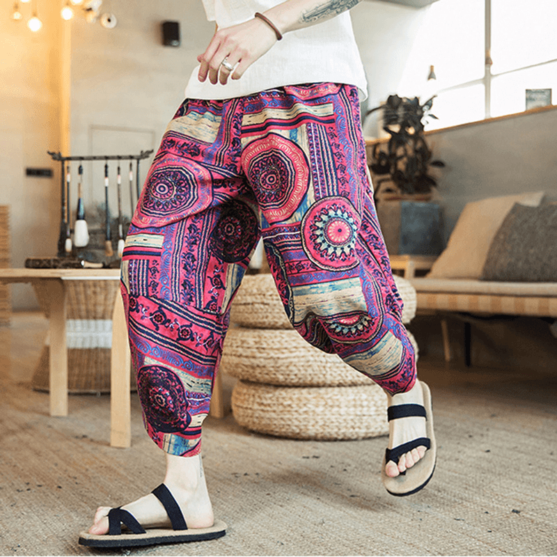 Ethnic Style Printing Baggy Harem Pants