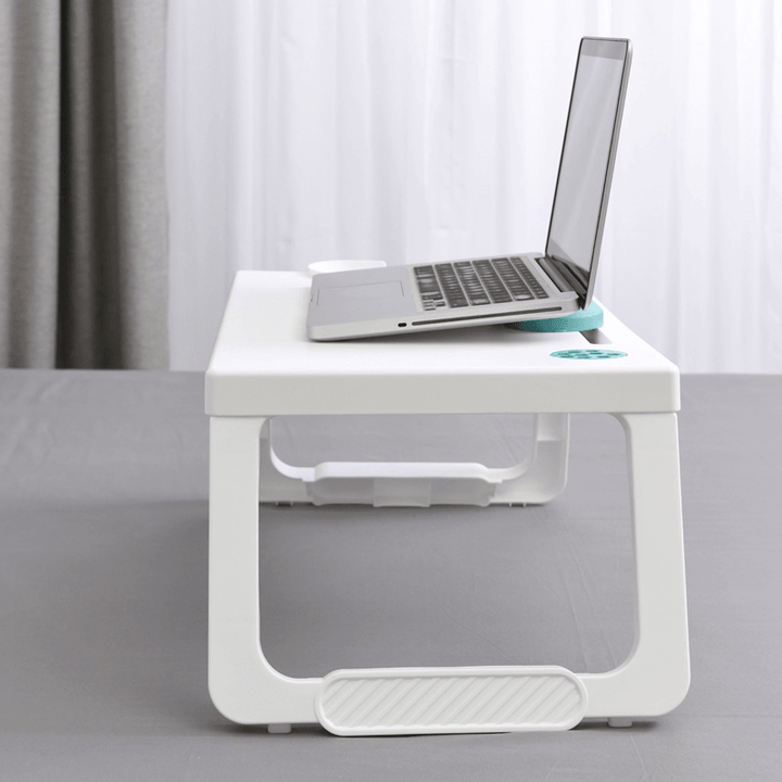 Portable Plastic Foldable Laptop Desk Stand Lapdesk Computer Notebook Multi-Functional Bed Sofa Breakfast Tray Table Office Serving Table with Tablet&Pen Slots/Cup Holder