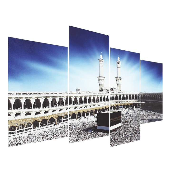 4 PCS Wall Art Print Mecca Islamic Kaaba Hajj Canvas Paintings Decor