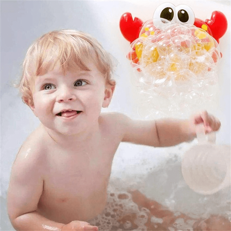 Adorable Crab Bubble Machine Music Bubble Maker Bath Baby Bath Shower Fun Red Plastic Toys