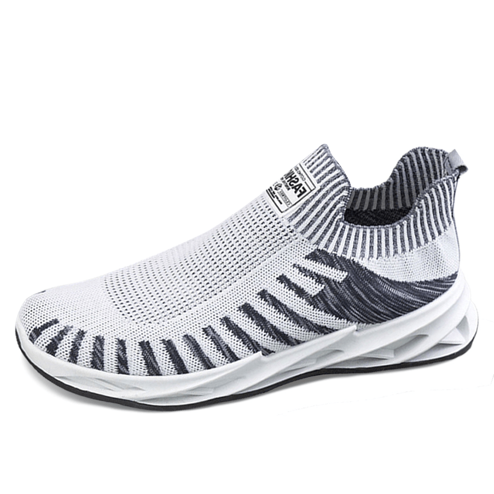 Men Summer Autumn Hollow Breathable Stripe Upper Soft Sole Non Slip Comfy Flying Weaving Sport Shoes