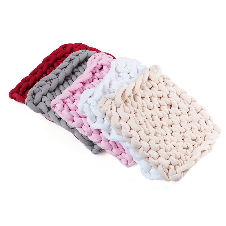 50 X 50Cm Handmade Knitted Blanket Cotton Soft Washable Lint-Free Throw Multicolored Thick Thread Blankets