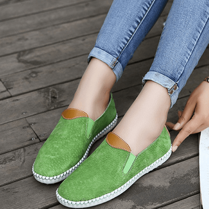 US Size 5-10 Women Casual Shoes Comfortable Outdoor Leather Slip on Flats Loafers