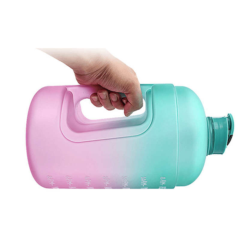 1 Gallon/3.78L PETG Time Marker Water Bottles Large High Capacity Training Water Jug with Leakproof Cap Wide-Mouth Jug Cup 2 Lids for Sports Gym Camping Travel