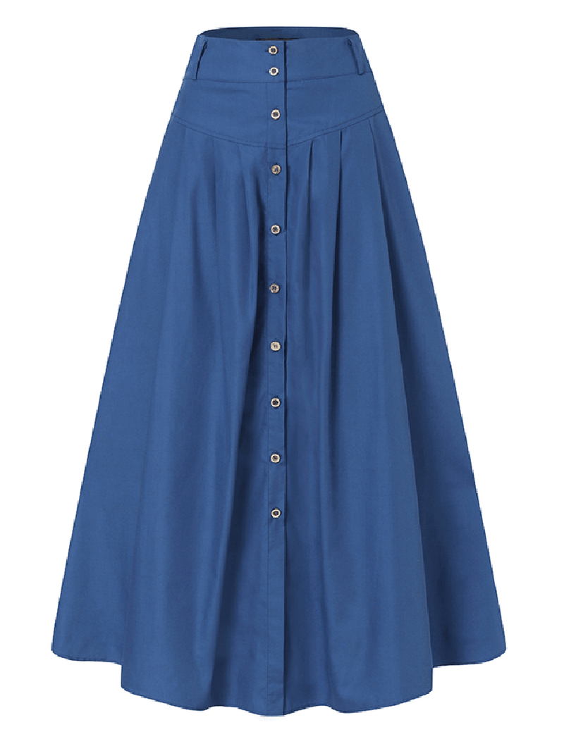 Women's Solid Color Casual Long Skirt with Pocket: Loose Fit and Comfortable Bottom Front