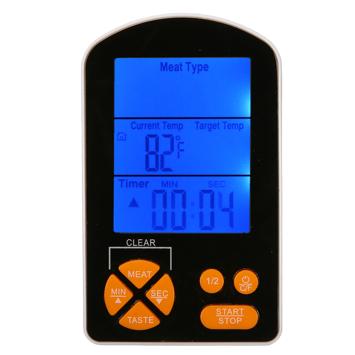 Outdoor BBQ Cooking Digital LCD Remote Thermometer with Built-In Timer Alarm AAA Battery