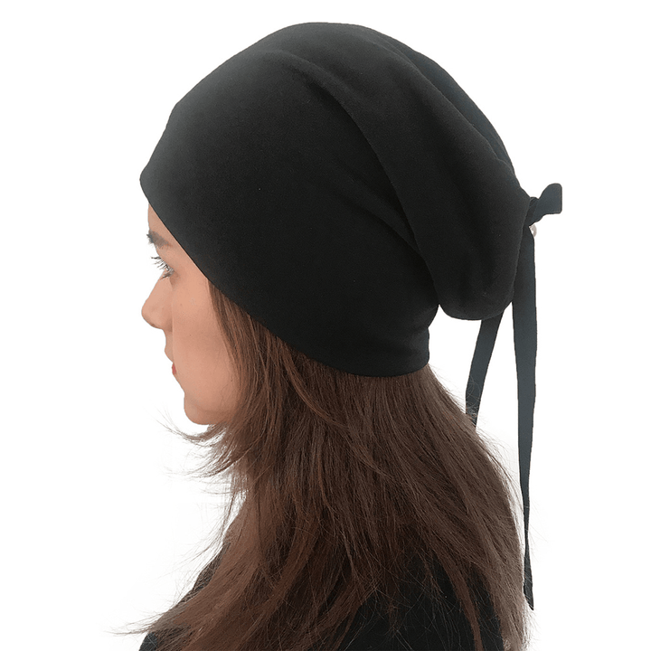 Women Summer Plain Color Turban Hat Casual Bow Skullcap Beanie Caps