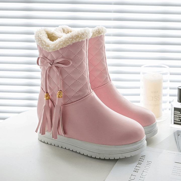 Warm Flat Platform Slip on Causal Soft Ankle Snow Boots