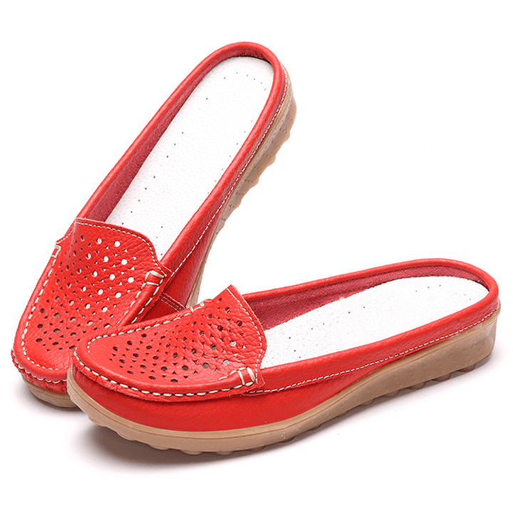 Soft Hollow Out round Toe Penny Loafers