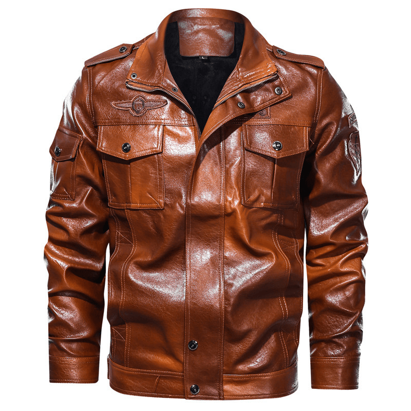 Men'S Washed PU Leather Casual Men'S Leather Jacket