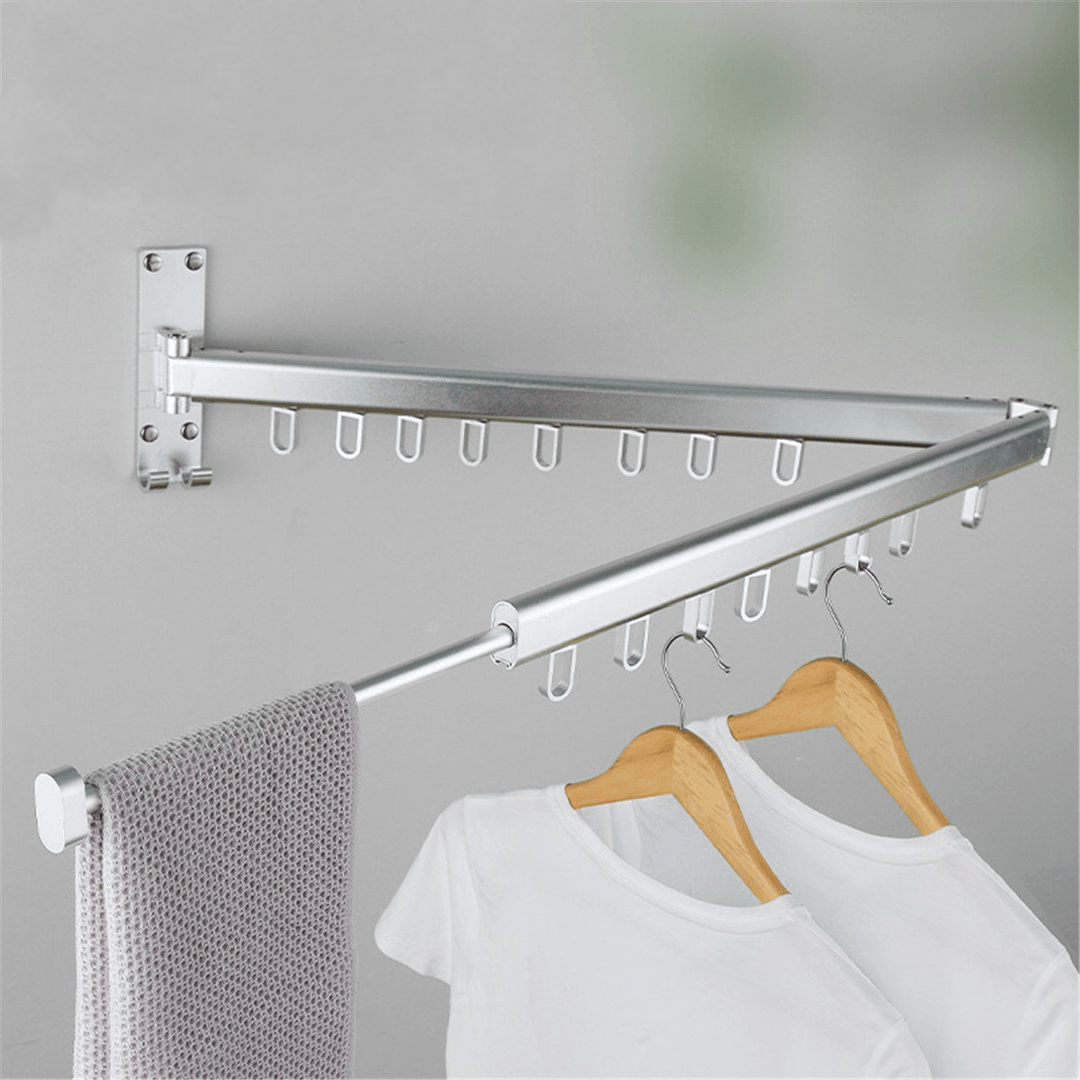 Folding Clothes Hanger Wall Mounted Telescopic Drying Rack Balcony Room Outdoor