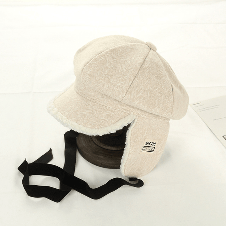 New Knit Hat Female Wild Patch Thick Lamb Cashmere Warm Outdoor Travel Ear Protection Lei Feng Hat