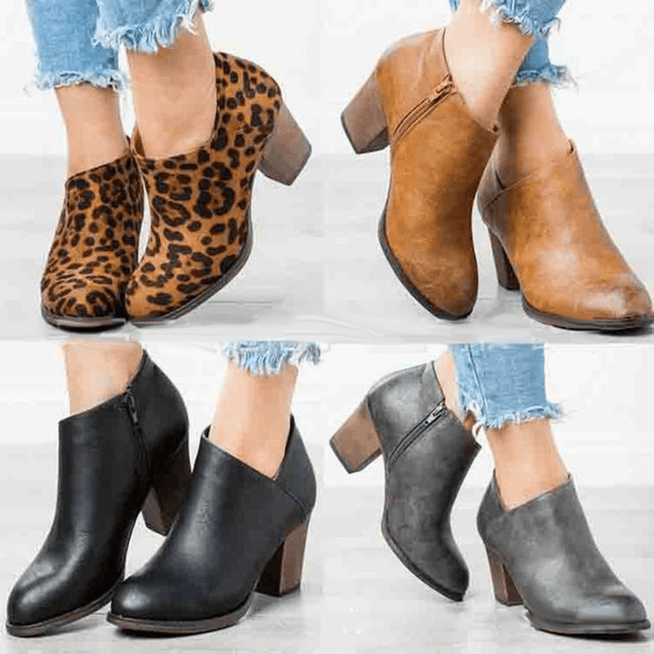 Clog High Chunky Heel Short Boots