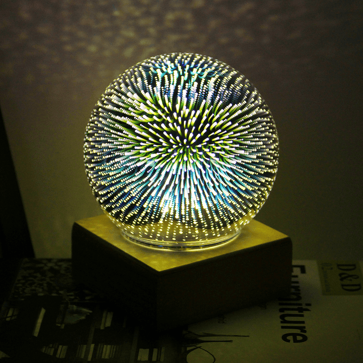 3D USB Magic Base Glass Ball Sphere Lightning Lamp Night Light Party Festival Firework