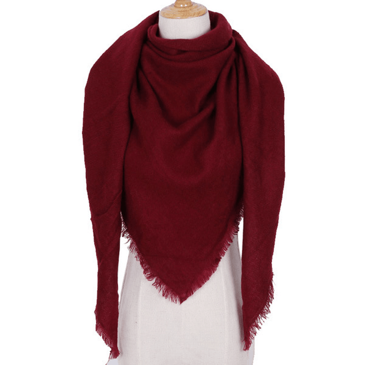 Pure Color Triangle Scarf Female Imitation Cashmere Warm Shawl