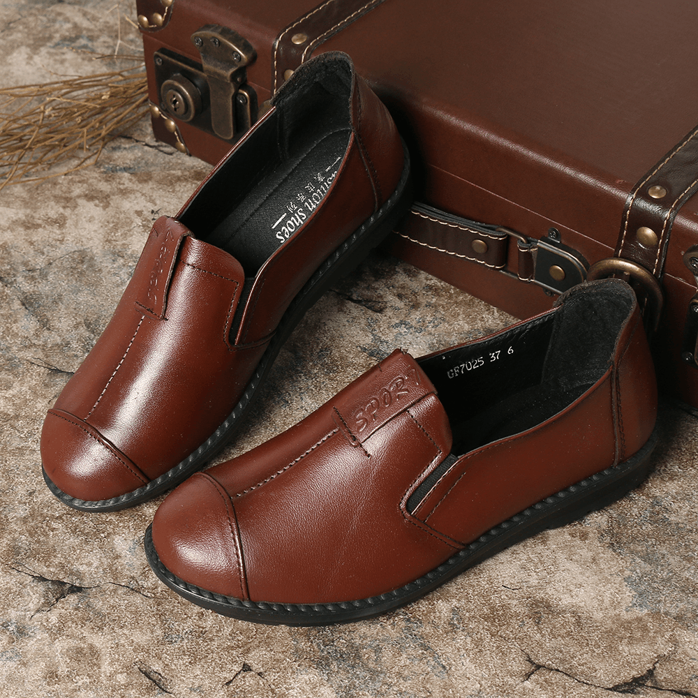 Women Casual Comfy Soft Sole Slip on Leather Loafers