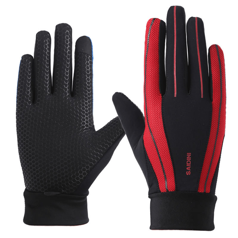 Mens Silicone Riding Non-Slip Touch Screen Gloves Thicken Windproof Full Finger Glove - MRSLM