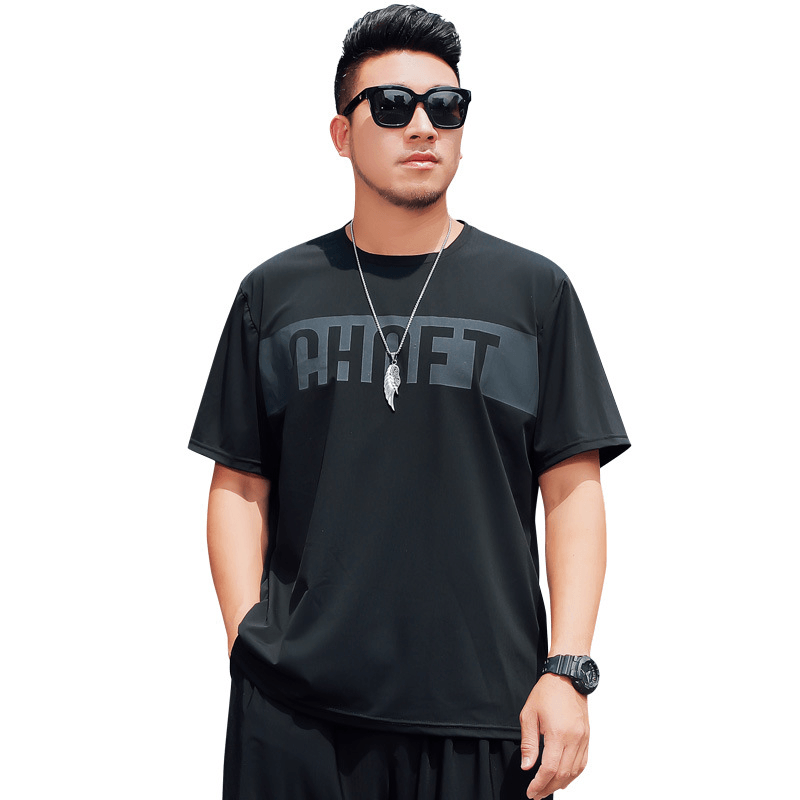 Silk Short-Sleeved Men'S Trend Loose and Cool T-Shirt