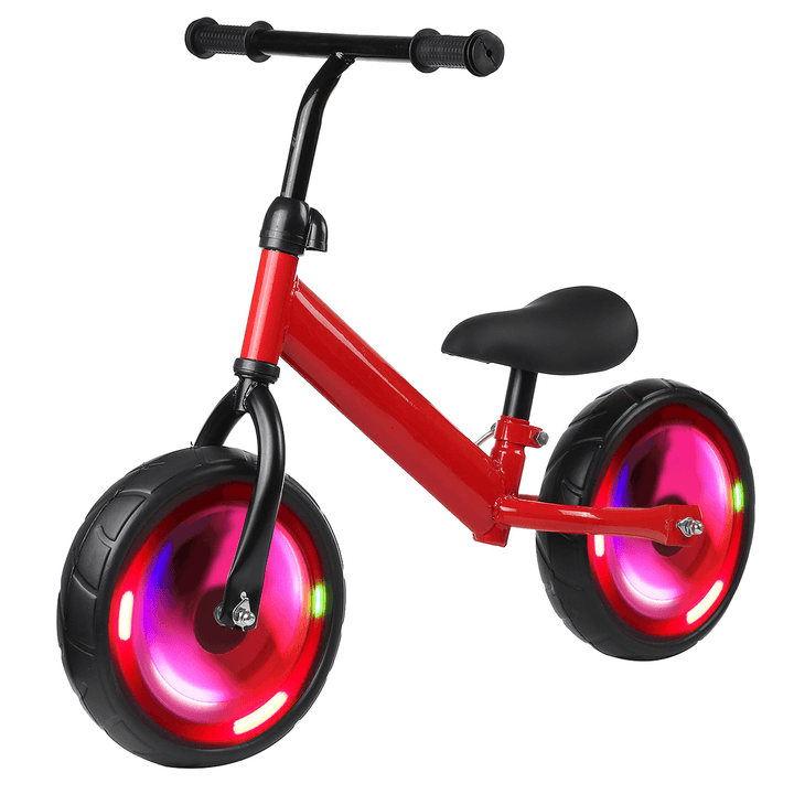 Kids Adjustable Height Flashing Balance Bikes Children Bicycle with Comfortable CushionsÔºÜNon-Slip Handles Wear-ResistantÔºÜShock-Absorbing Rubber Tires Aged 2-7 Years Old - MRSLM