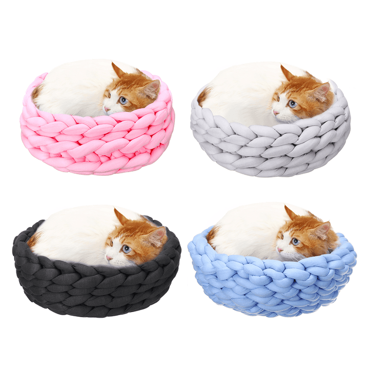 40CM Handmade Knitting Pet Cat Dog Pet Bed Nests House Cushion Mat Pad Washable