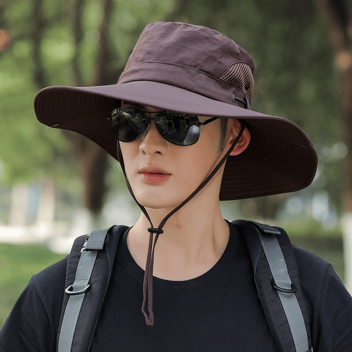 Men'S Big Brim Sun Protection Fishing Fisherman Hat