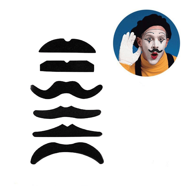 12Pcs Halloween Fake Self-Adhesive Stick-On Mustache Disguise Novelty Toys Set for Halloween Masquerade Party