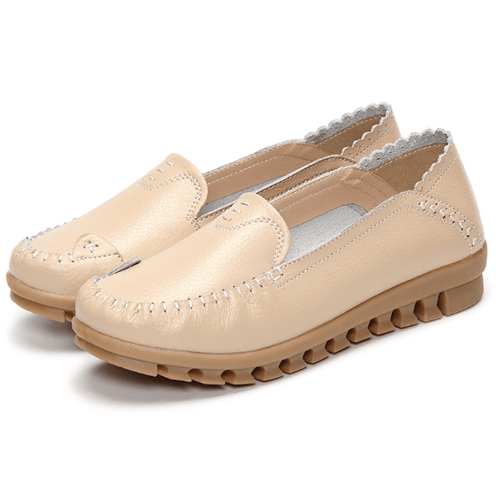 Soft Rubber Sole round Toe Pure Color Slip on Flat Loafers