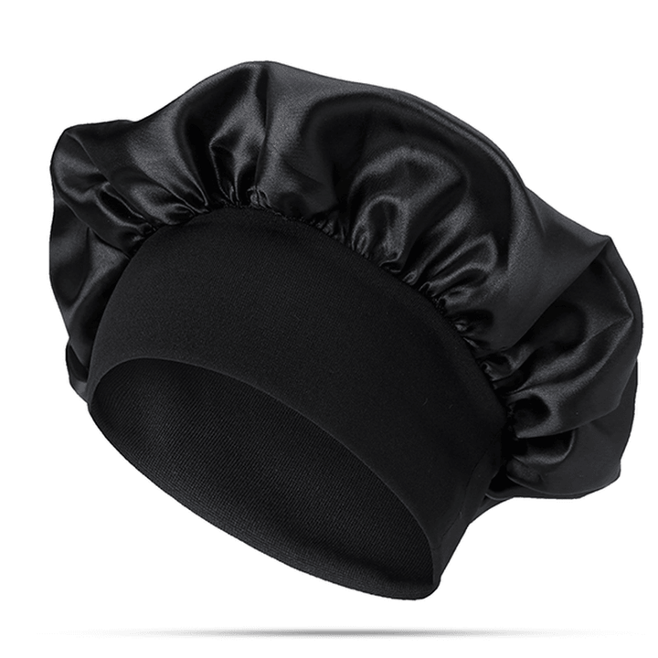 Black Fleece Elastic Bathing Cap Headband Shower Cap