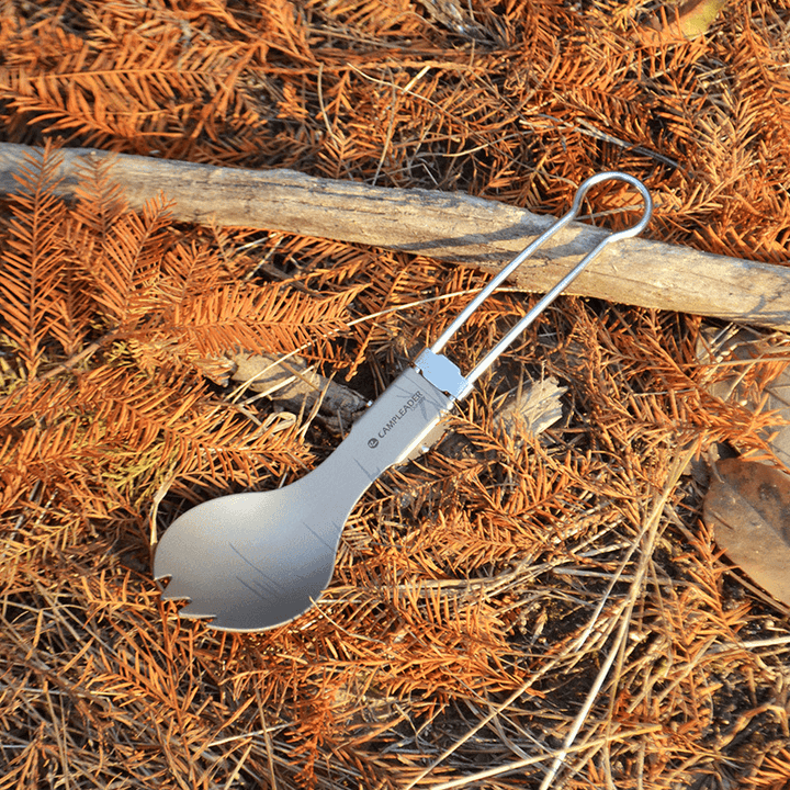 Campleader Folding Spoon Fork Titanium Camping Tableware Outdoor Picnic Travel