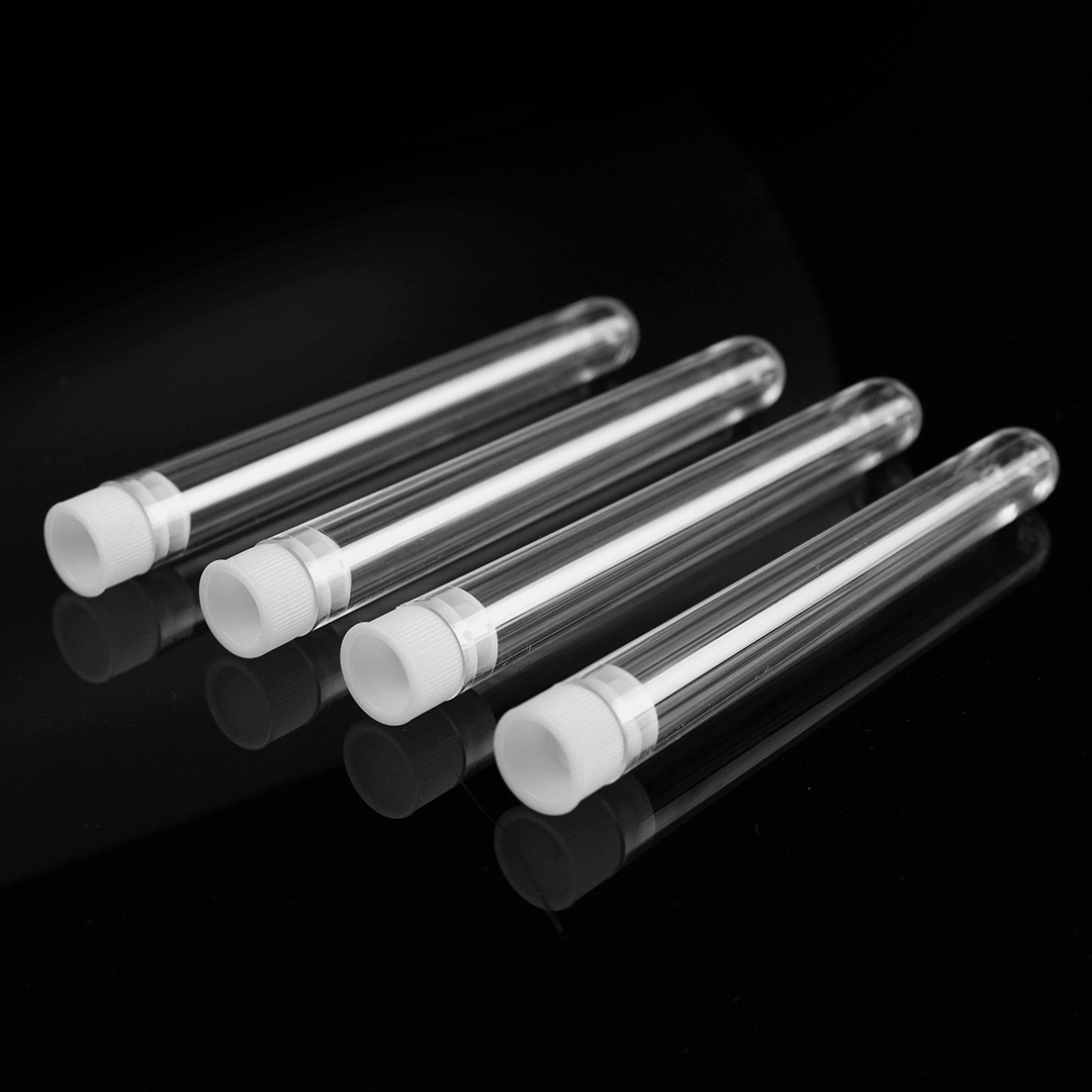 50Pcs 12X100Mm Clear Plastic Test Laboratory Tubes Container with White Push Caps