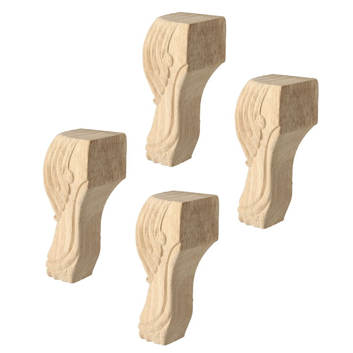 4Pcs 10/15Cm European Solid Wood Carving Furniture Foot Legs Unpainted Couch Cabinet Sofa Seat Feets