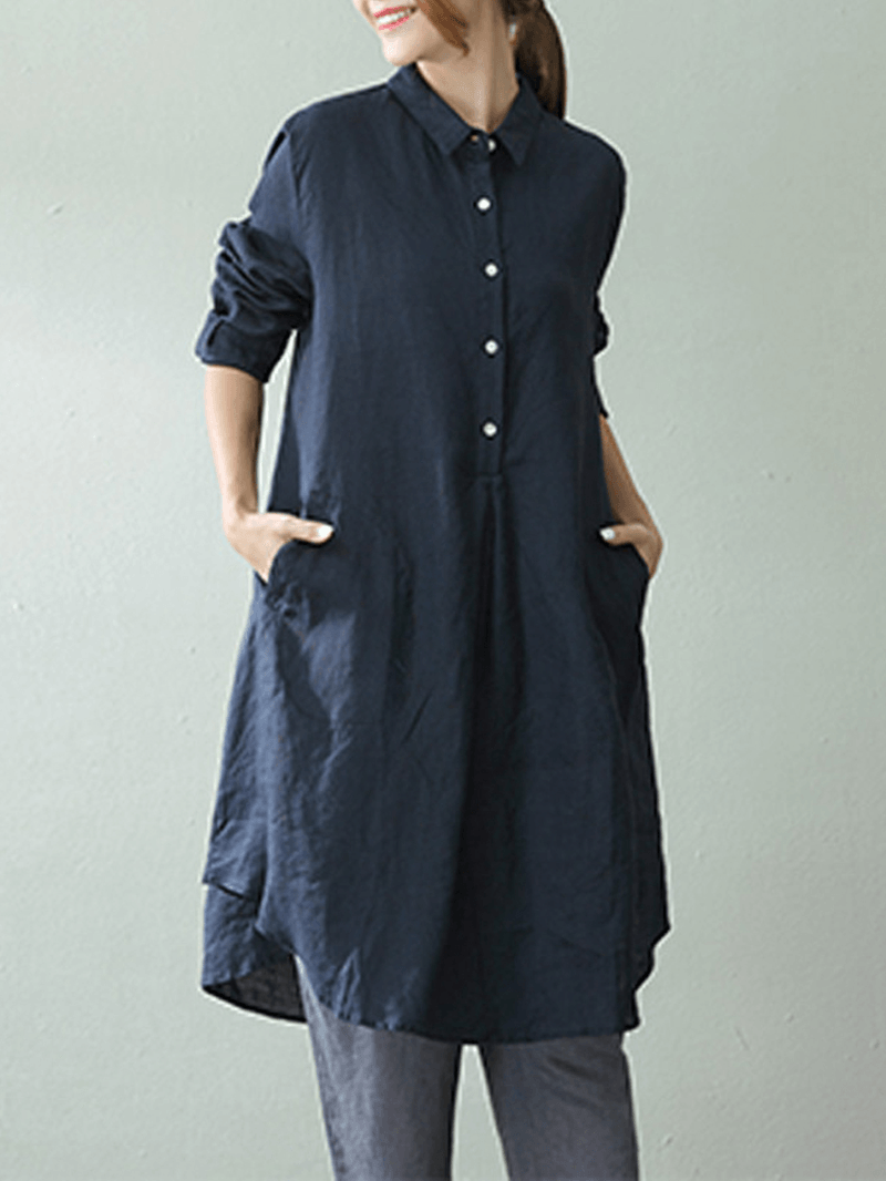 Women Lapel Shirt Dress