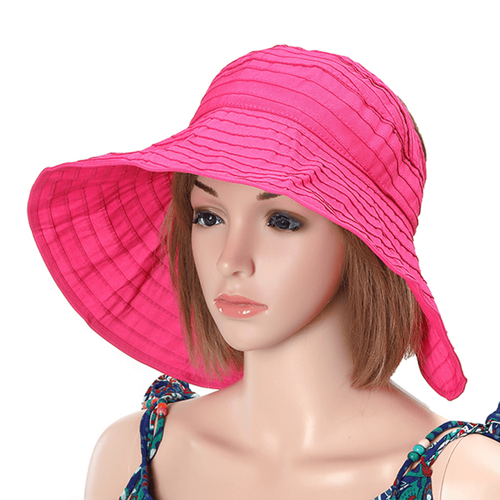 Women Foldable Sun Protective Beach Hat Summer Outdoor Gardening Anti-Uv Wide Brim Visor Cap - MRSLM