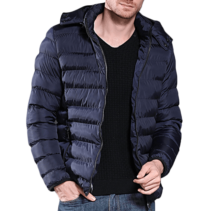 Mens Winter Hooded Windproof Warm Insulated Padded Jacket - MRSLM