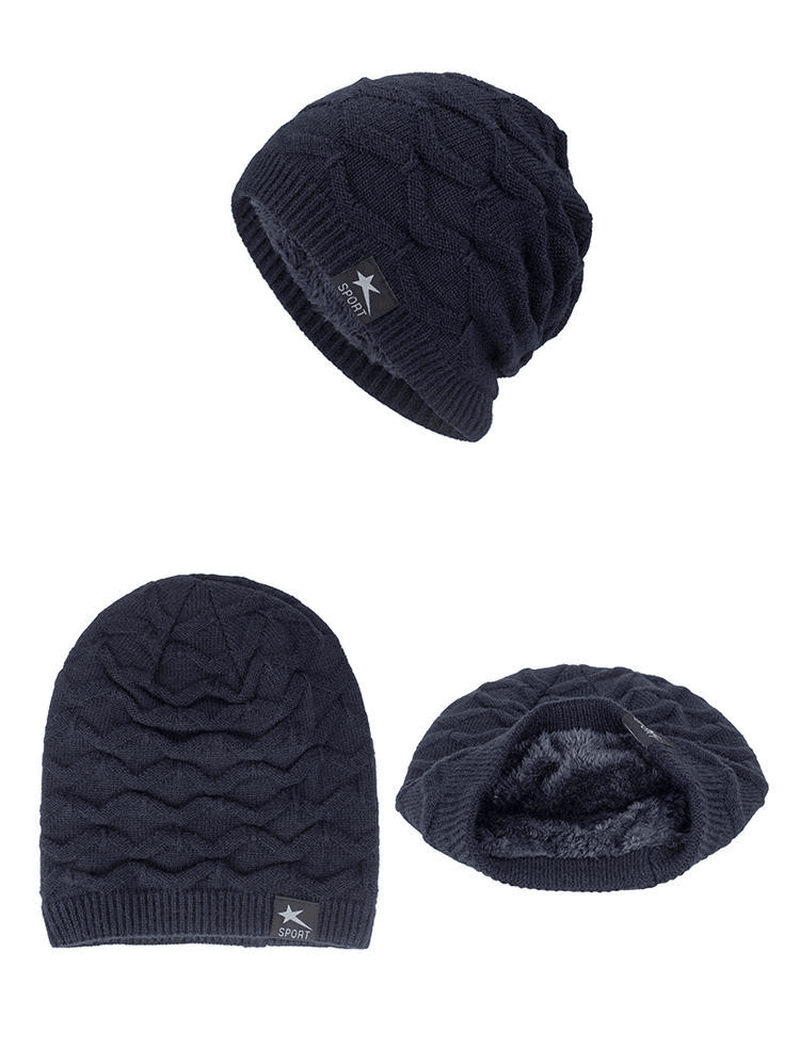 Men'S Knitted Woolen Thick Warm Toe Cap Sports Cap