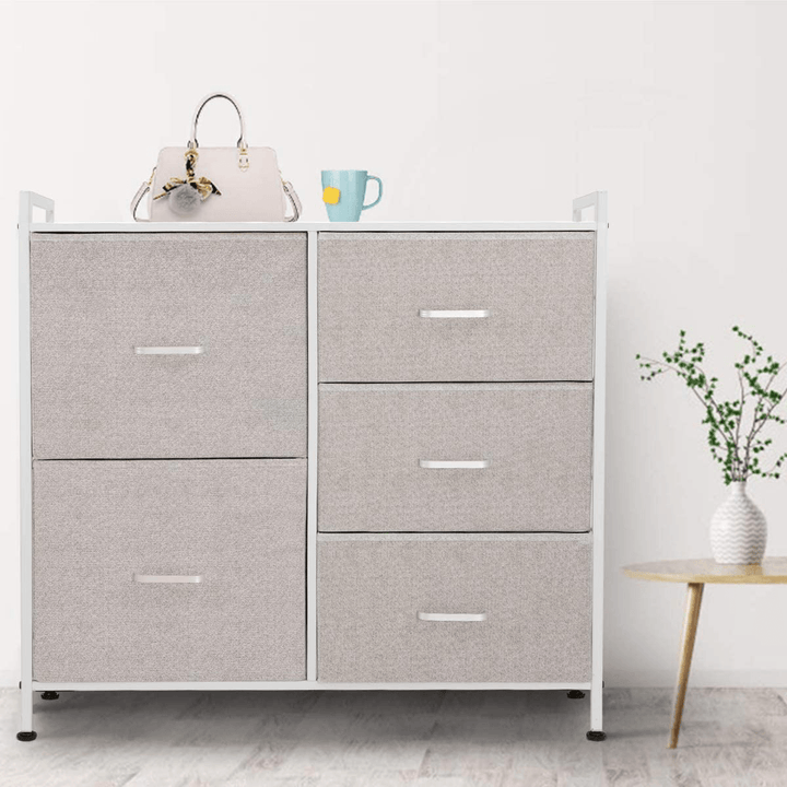 Kingso Side Dresser for Bedroom Kids Chest of Drawer with Storage, Cubby Fabric Storage Bins, Tall Drawer Organizer, Closet Dresser for Living Room Nursery Toddler Room, Light Gray