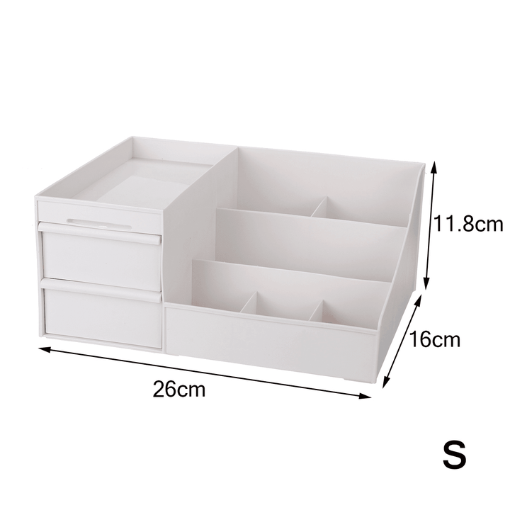 Plastic Cosmetic Makeup Storage Box Organizer Case Holder Jewelry with Drawer - MRSLM