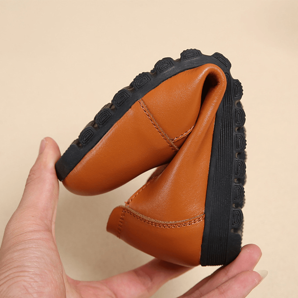 Women Casual Breathable Leather Halved Belt Slip-On Soft Sole Loafers