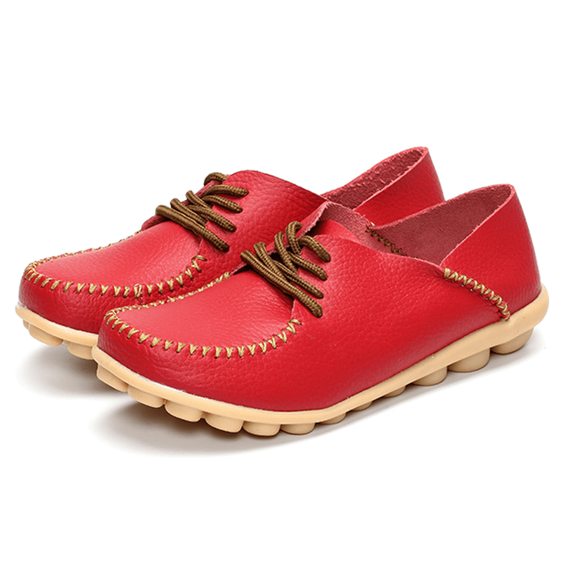 Women Flat Shoes Outdoor Lace up round Toe Soft Comfortable Casual Loafers