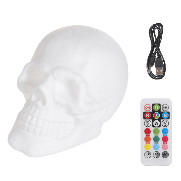 3D Colorful LED Skull Night Light Remote Control Stress Relief USB Rechargeable