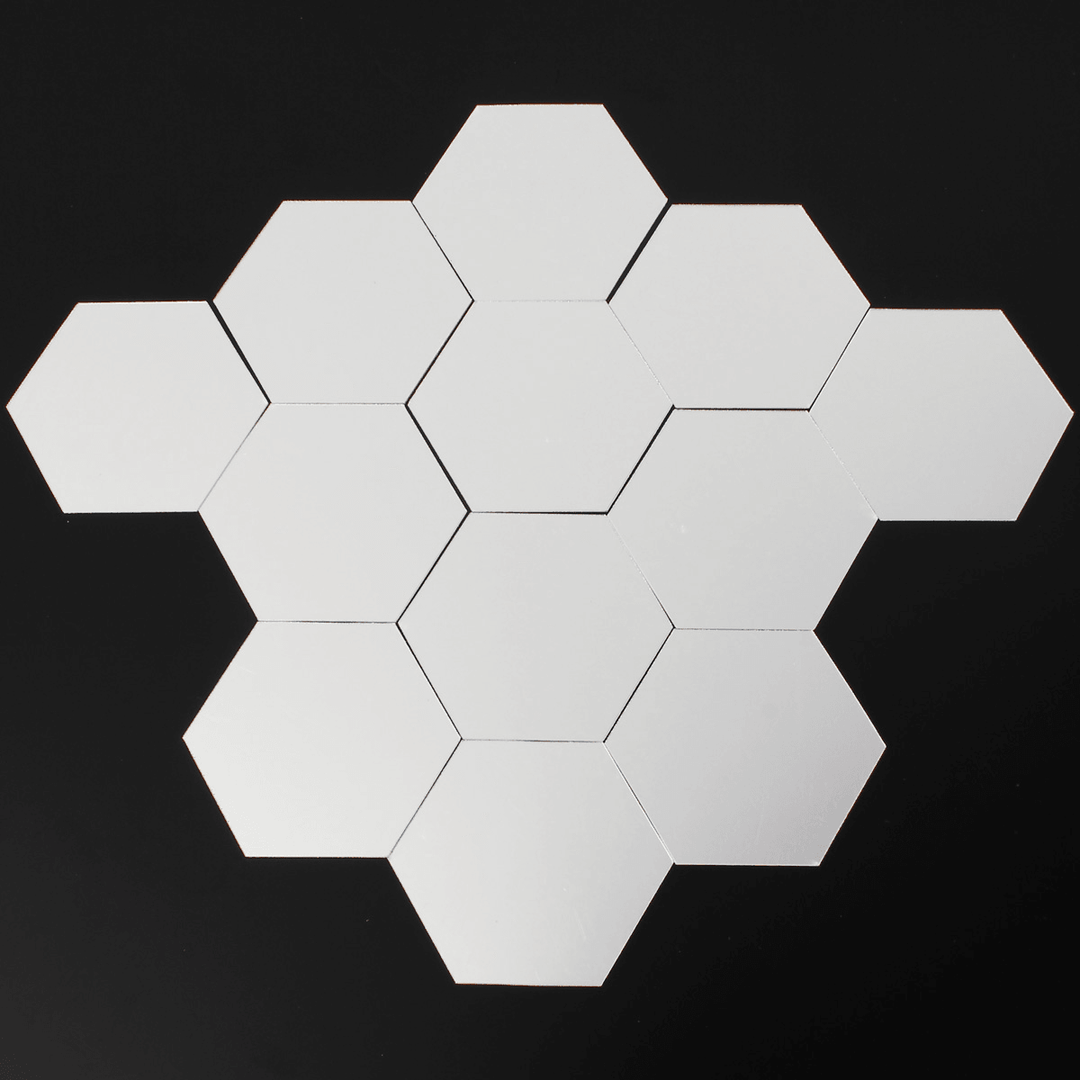 12Pcs 8Cm Mirror Wall Sticker Hexagon Removable Acrylic 3D Mirror DIY Home Room Decor Art