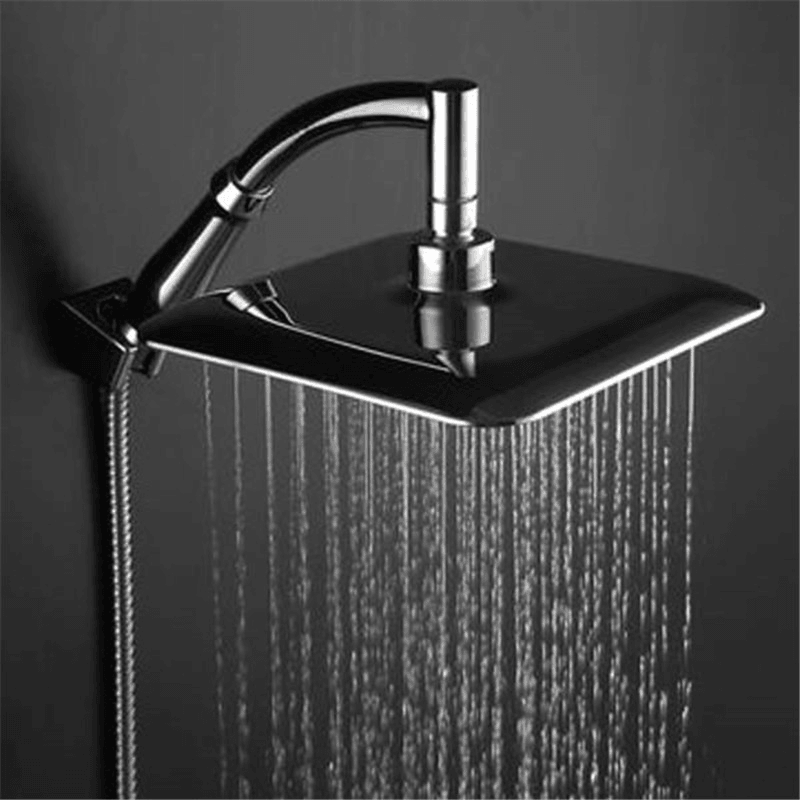 9 Inch Square Thin Rotatable Top Rain Shower Head Stainless Steel Water Saving Pressure Sprayer