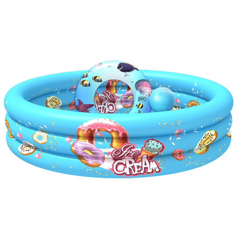 130Cm Children Swimming Pool Bathing Tub Baby Toddler Paddling Inflatable Swimming Pool with Swimming Ring and Ball