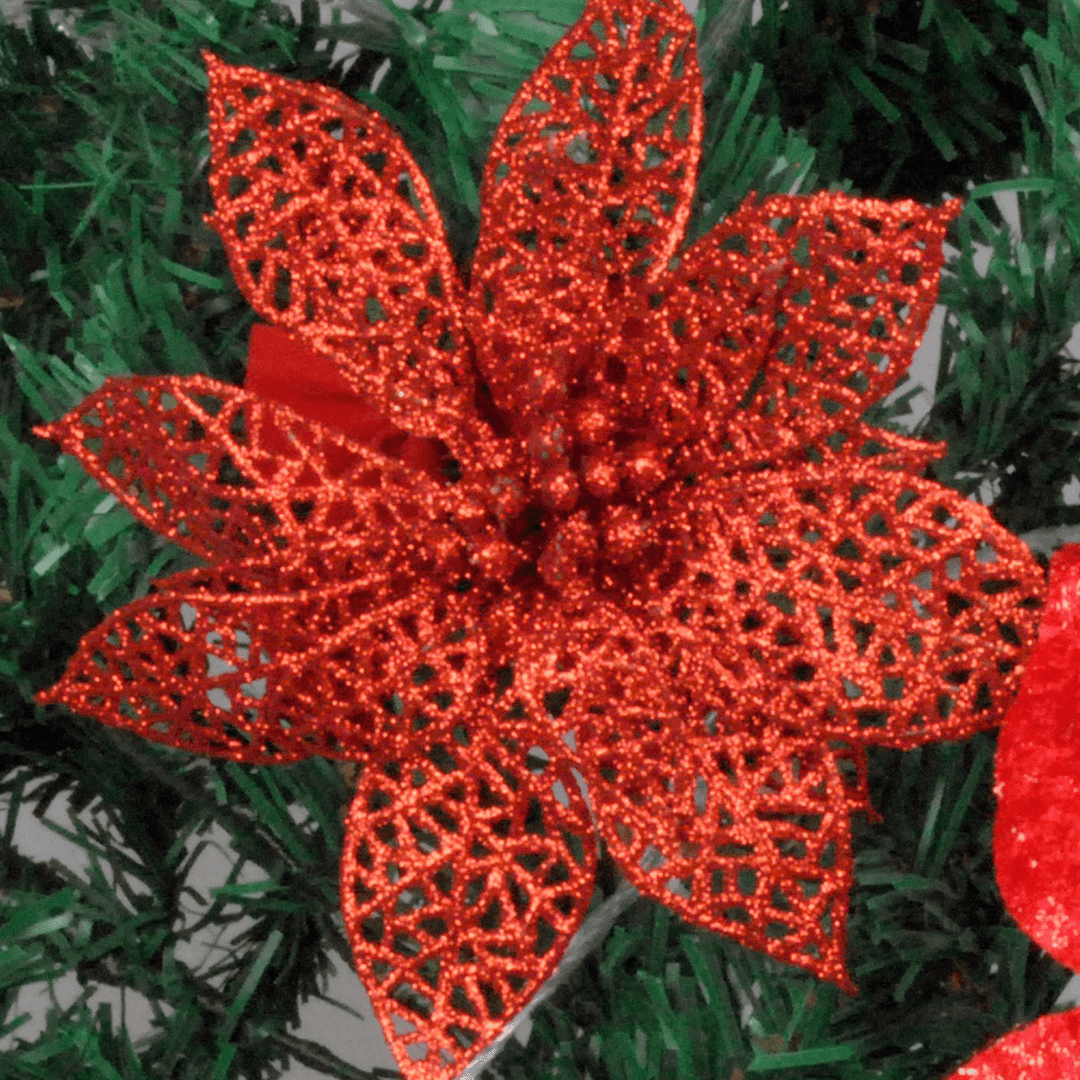 Christmas Decoration Flower Glitter Leaves Party Deocration