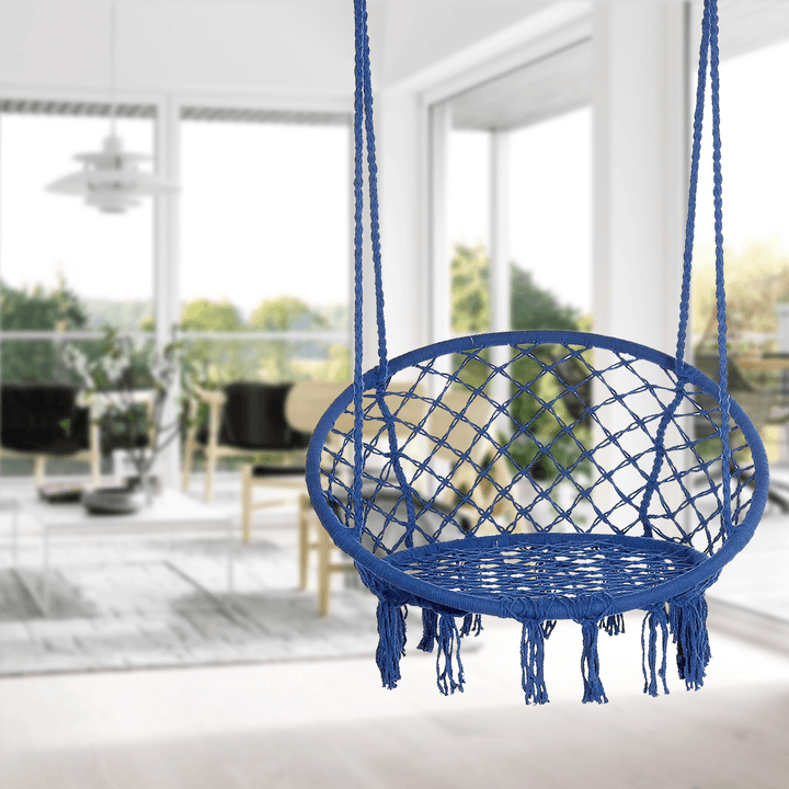 47'' Hanging Swing Cotton Rope Macrame Hammock Chair Outdoor Home Garden 265Lbs