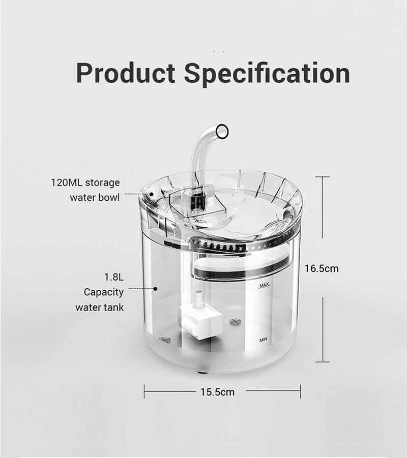 1.8L Pet Water Dispenser Filter Automatic Circulation Water