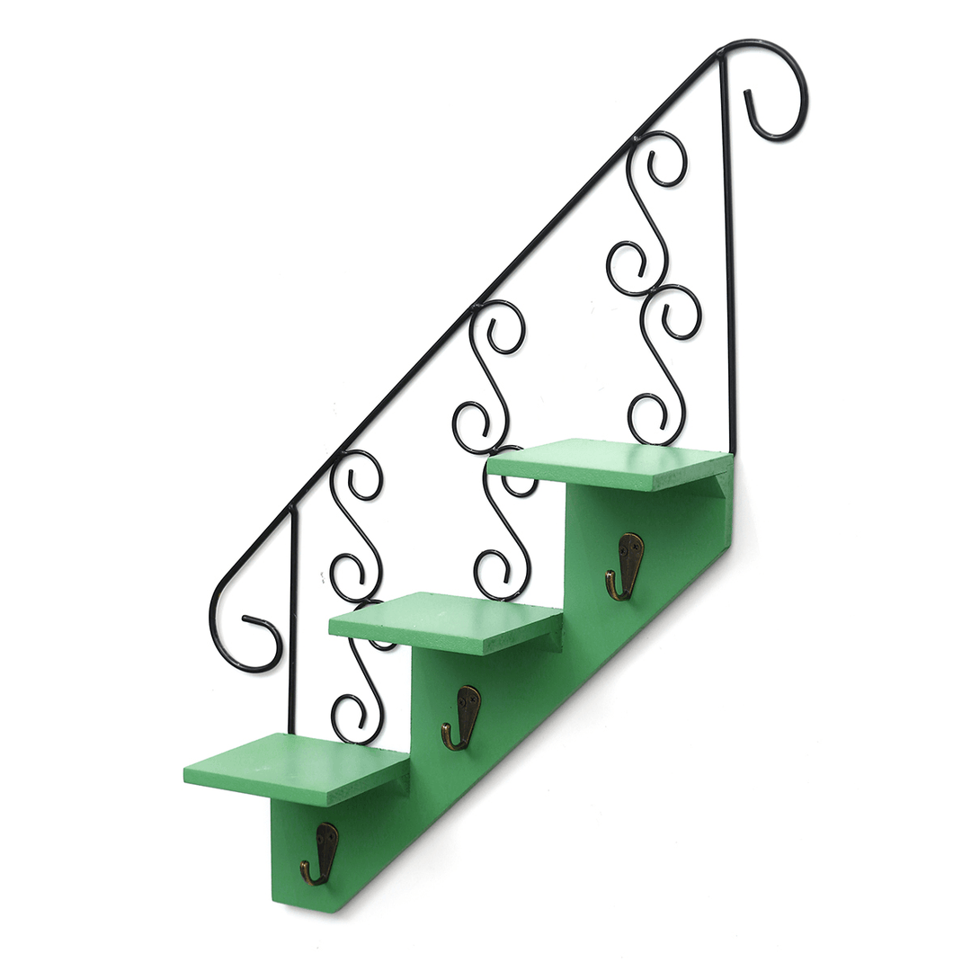 Staircase Plant Shelf Wall Hanging Decor Creative Rural Style Stair Shape Household