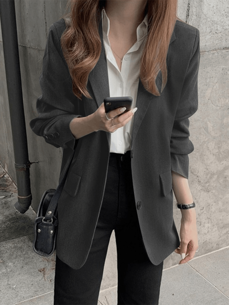 Women Full Sleeve Solid Leisure Retro Employment Workwear Blazer