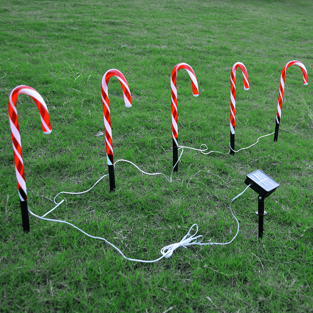 2020 Christmas Candy Cane Crutch String Lights Solar Powered LED Garland Path Landscape Light Lawn for Outdoor Wedding Decoration