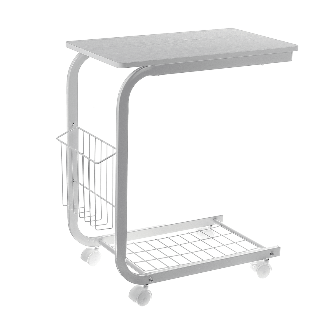 C Shaped Sofa Side Table Laptop Study Desk Bookshelf Storage Shelves Organizers Removable Decorations Rack